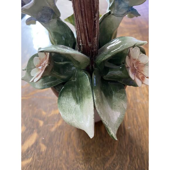 Antique Capodimonte Italian Iris Phlox, Carnation Floral In Pot - Picture 6 of 14